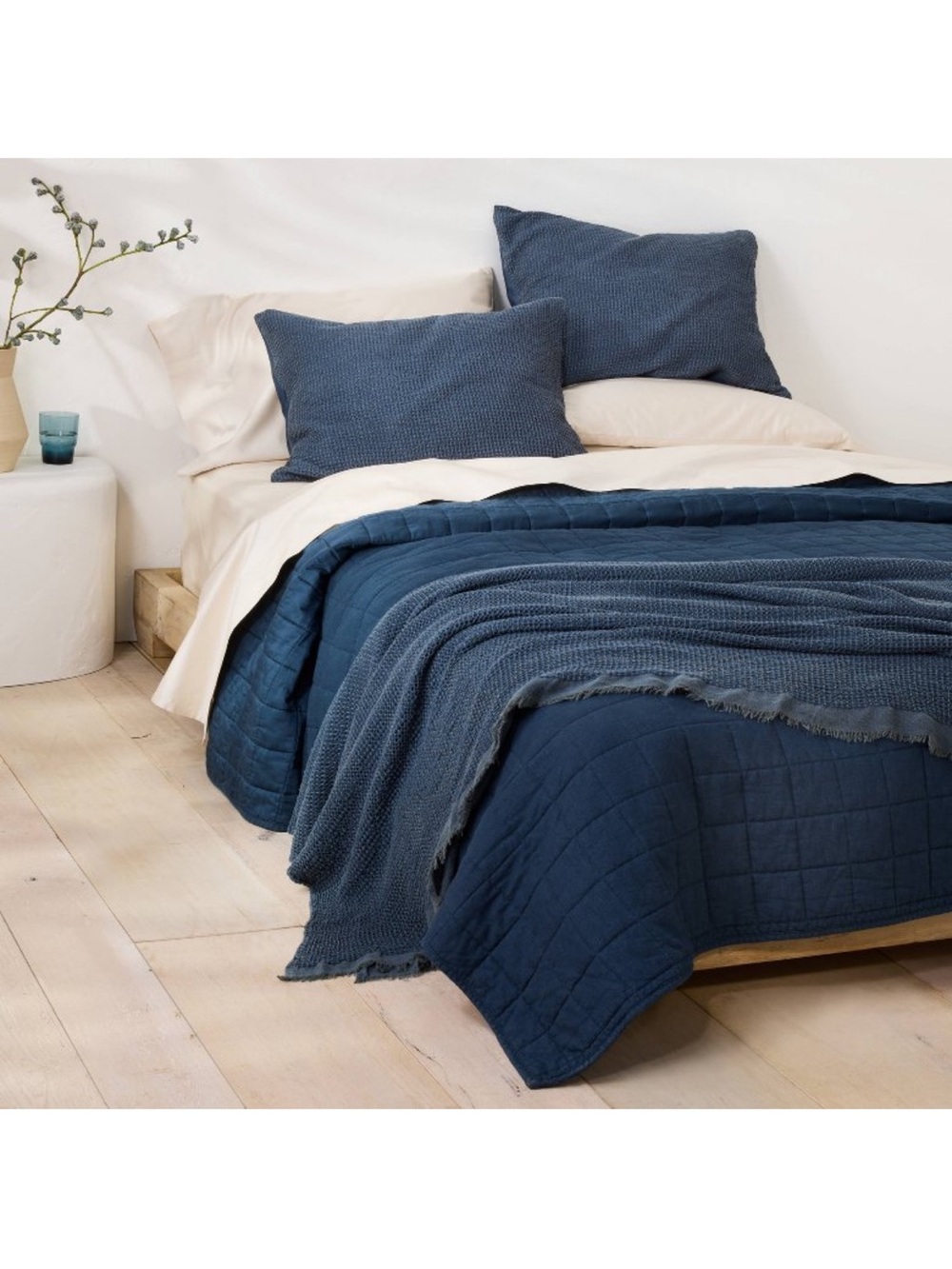 Casaluna King Textured Waffle Pillow Shams •Dark Mineral Blue• Set of 2